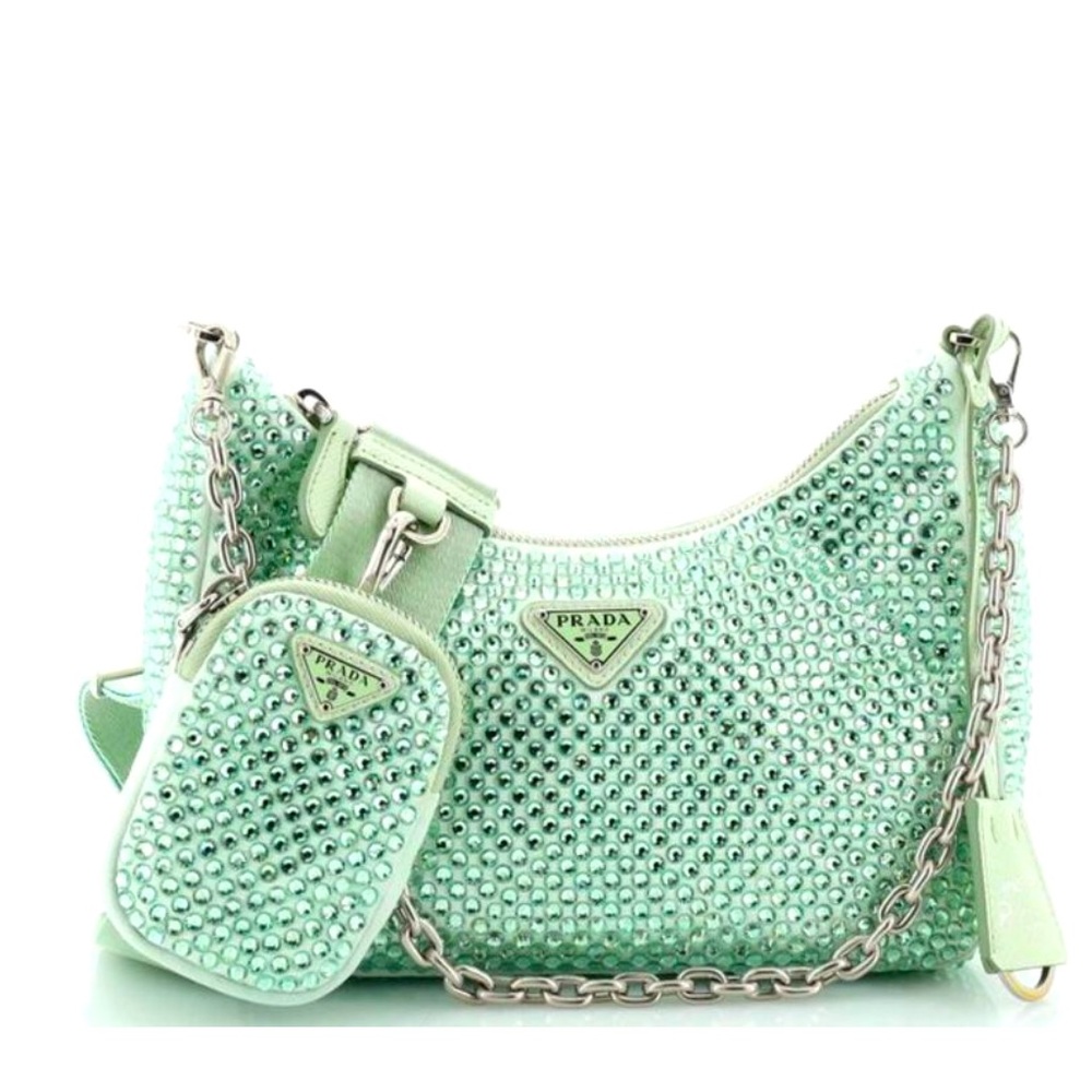 New PRADA CRYSTALS BAG IN GREEN SUPER SEXY